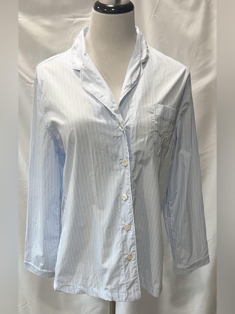 Brooks Brothers Womens Large Blue Stripe Button Down Shirt Top NWT Pajama Style